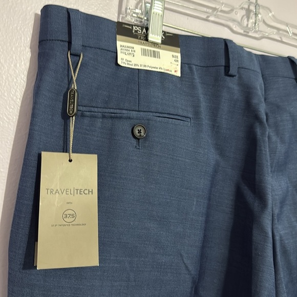 Jos. A. Bank Traveler Performance Wool Slim Blue Unhemmed Pants Men’s Size 42 - Picture 3 of 12